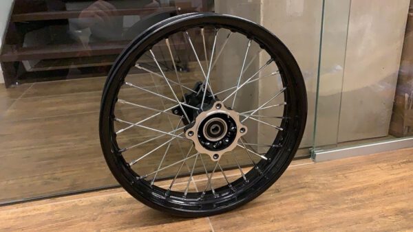 CERCHIO SCORPION 14" PIT BIKE POSTERIORE PERNO RUOTA DA 12mm 30 RAGGI PER GOMME 90/100-14 ATTACCO SDG