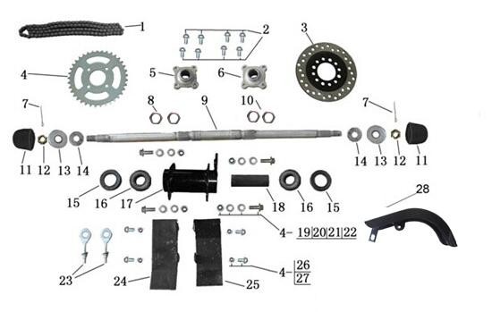 COPRI ASSE SUPPORTO CENTRALE POSTERIORE QUAD ATV 125 SPORT 4 TEMPI