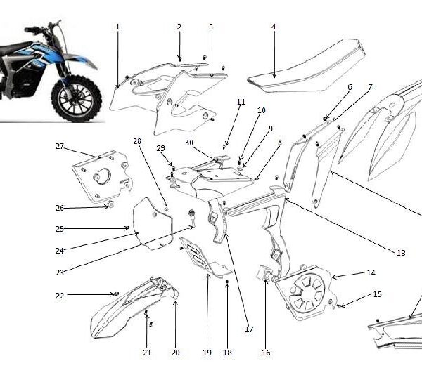 CP PLASTICHE COPRI TELAIO LATERALI MINICROSS ELETTRICO LION protezioni