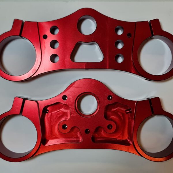 COPPIA PIASTRE DI STERZO IN CNC ROSSE PER PIT BIKE