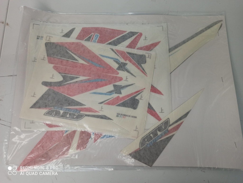 ADESIVI ROSSI QUAD ATV 125 SPORT miniquad sticker Tox stile raptor