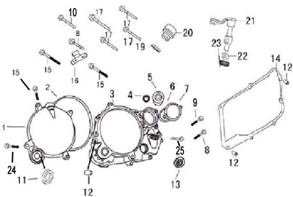 CARTER COPRI FRIZIONE 170cc + GUARNIZIONE - blocco motore pit bike krz 170 kayo 4 tempi
