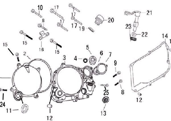 CARTER COPRI FRIZIONE 170cc + GUARNIZIONE - blocco motore pit bike krz 170 kayo 4 tempi