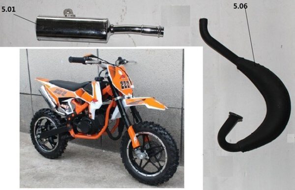 MARMITTA MINICROSS FALCO - espansione + silenziatore minimoto cross 2 tempi 49cc