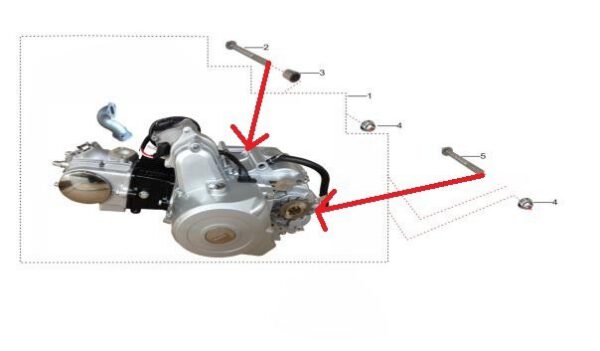 COPPIA PERNI SUPPORTO MOTORE 4 TEMPI 70cc 110cc M8*120 + M8*100