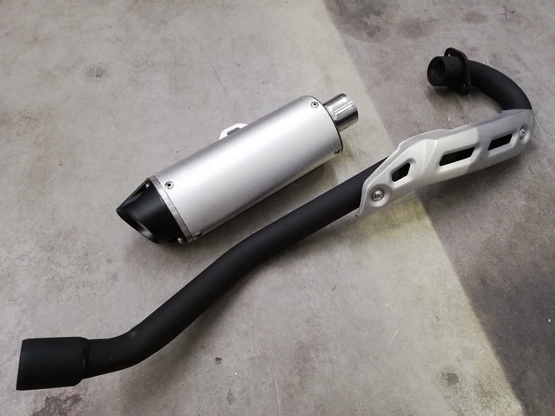 TUBO + TERMINALE SILENZIATORE MARMITTA COMPLETA PIT BIKE KAYO - cross racing K2 250cc