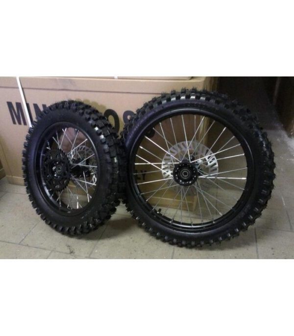 01pz GOMMA CERCHIATA 90/100-14 CERCHI GOMME PERNO 12mm cross PIT BIKE MONSTER - CERCHIO COPERTONE