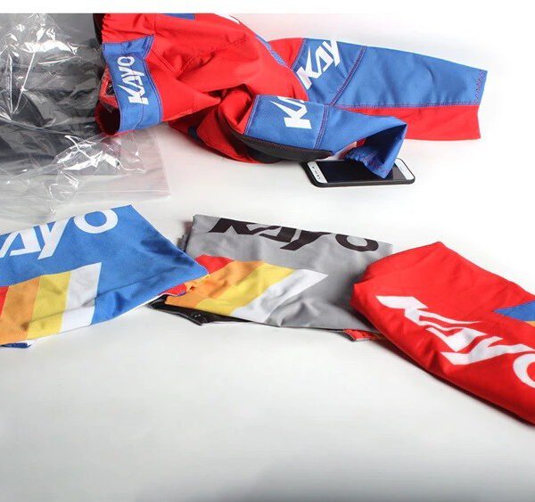 TUTA KAYO DA MOTO CROSS BAMBINO PANTALONI MAGLIA FLESSIBILI CON RINFORZI