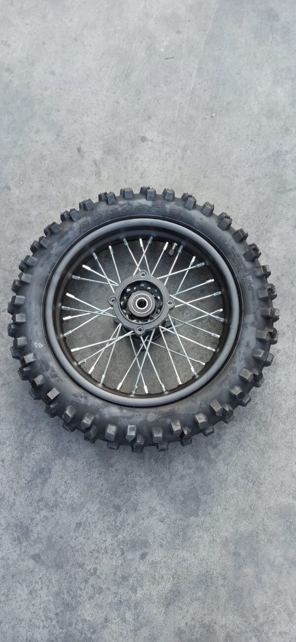 01pz GOMMA CERCHIATA 80/100-12 perno 15mm CERCHI GOMME cross PIT BIKE BSE CERCHIO COPERTONE