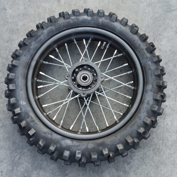 01pz GOMMA CERCHIATA 80/100-12 perno 15mm CERCHI GOMME cross PIT BIKE BSE CERCHIO COPERTONE