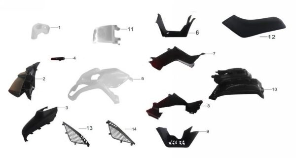 PLASTICA SINISTRA POGGIAPIEDI KAYO AU200 T3b