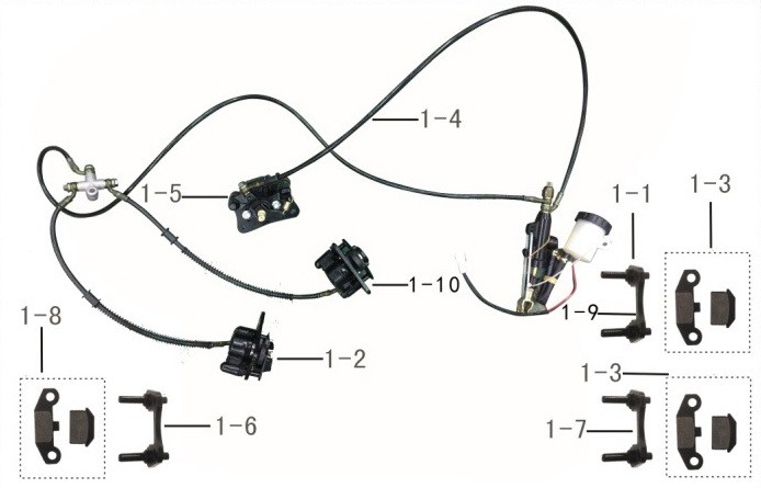 SET FRENI KAYO AU200 QUAD ANTERIORE POSTERIORE
