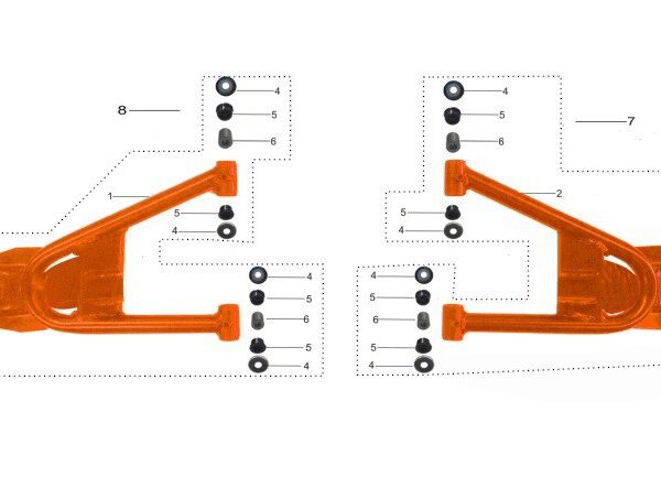 BRACCETTO INFERIORE TRAPEZIO SNODO DESTRO QUAD ATV KAYO AU200 braccetti boccole completo