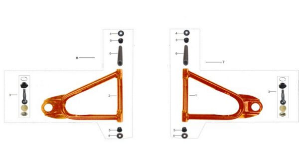 BRACCETTO SUPERIORE TRAPEZIO SNODO SINISTRO QUAD ATV KAYO AU200 braccetti boccole completo