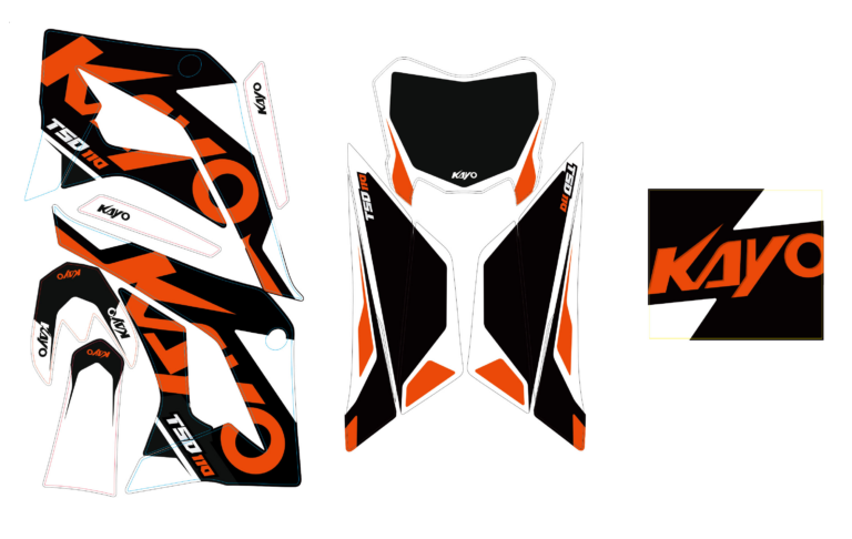 ADESIVI ARANCIONE NERO ORIGINALI PER PIT BIKE KAYO TSD110