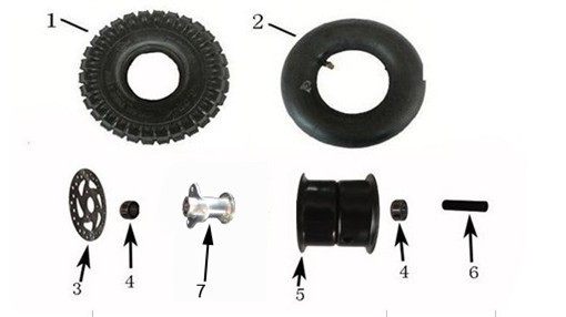MOZZO RUOTA + CUSCINETTO 6000 ANTERIORE MINIATV RAPTOR 49CC 2 TEMPI