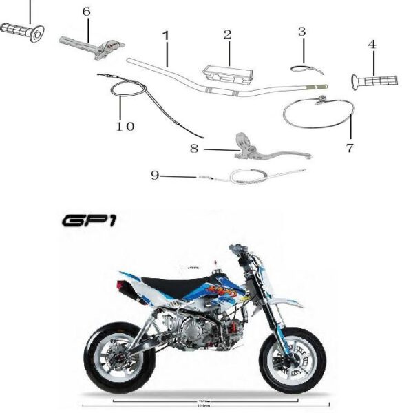 CP MANOPOLE GRIGIE MANUBRIO MOTARD KAYO GP1 RACING - pit bike stradale minimoto
