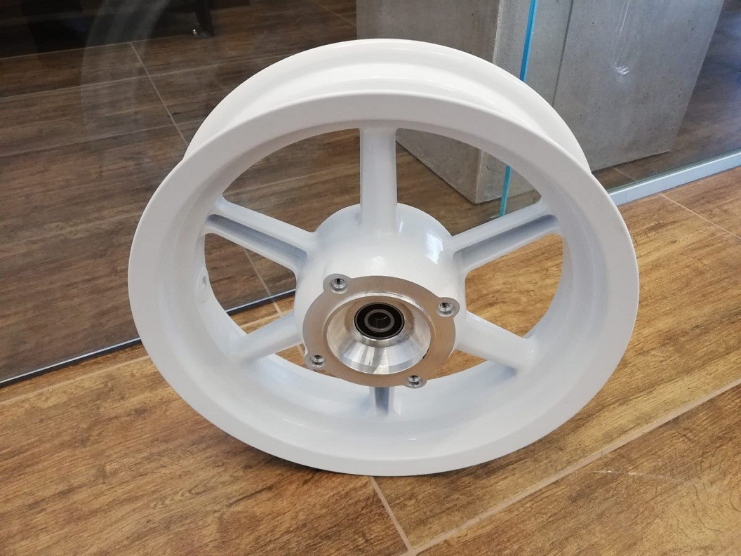 CERCHIO ANTERIORE 100/80-12 IN LEGA BIANCO SUPERMOTO GP1 KAYO MOTARD RACING - pit bike stradale minimoto
